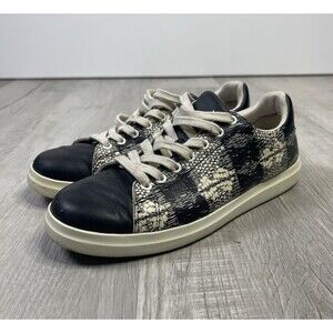 Tory Burch Sneakers Women Size 8 M Black Howell Court Printed Tumbled Leather F